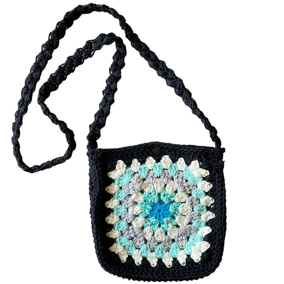Jazzy Gems Handbags - Hand Crochet Shoulder Bag Crossbody Bag Crochet Granny Square BOHO - 100% Cotton